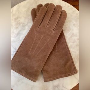 Isotoner Women's Suede Fleece Lined Driving Leather Gloves Beige  SZ Large